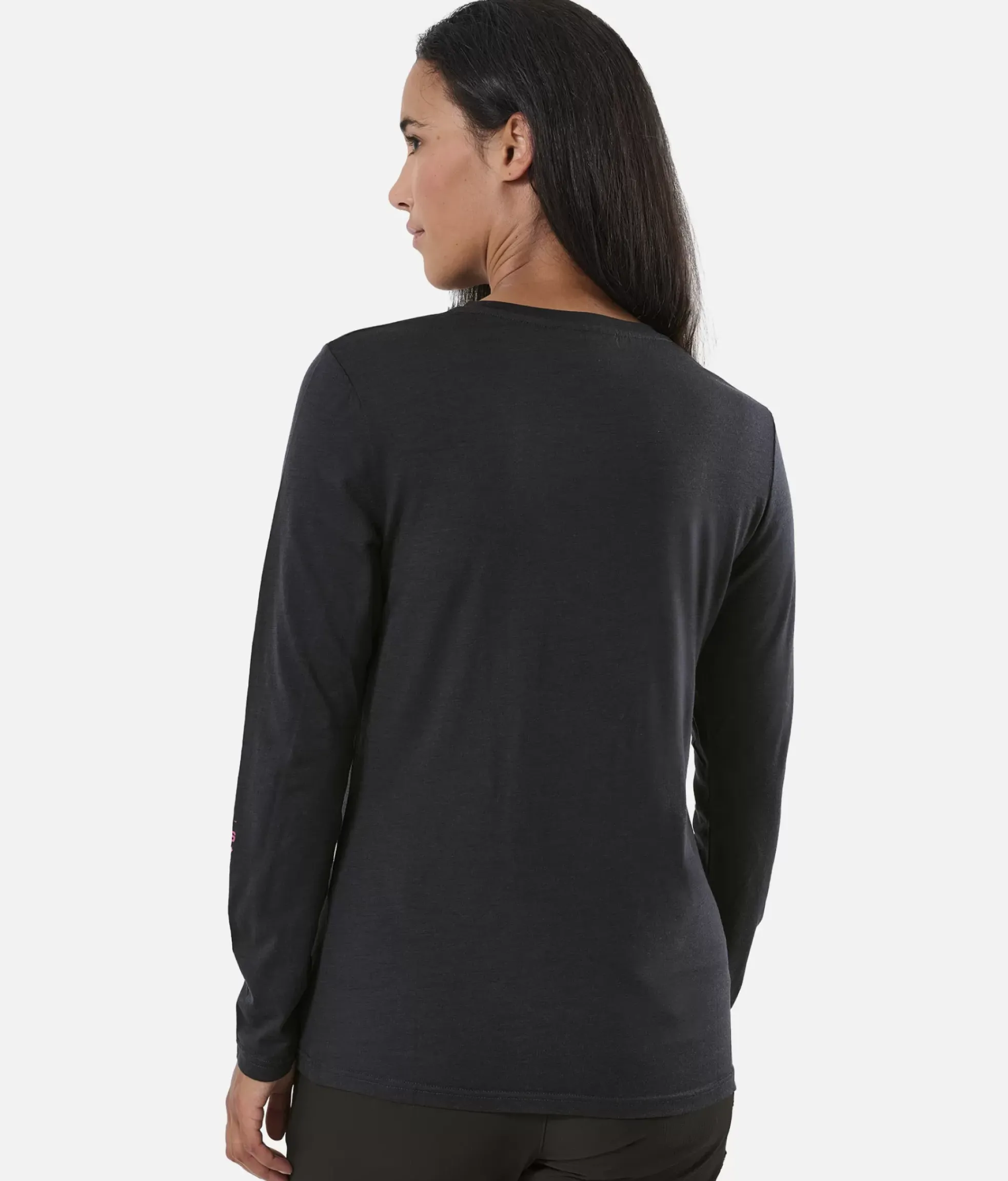 Best Black Crows T-Shirt Femme Merino Blend Manches Longues Noir-Rose