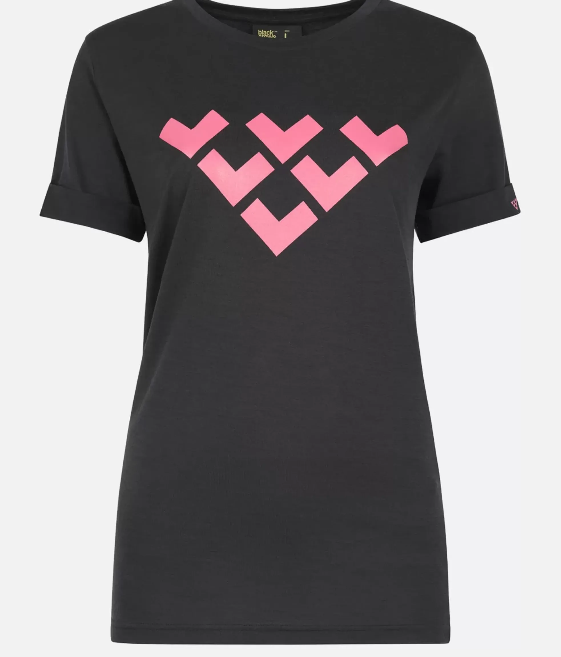 Online Black Crows T-Shirt Femme Merino Manches Courtes Chevron Noir-Rose
