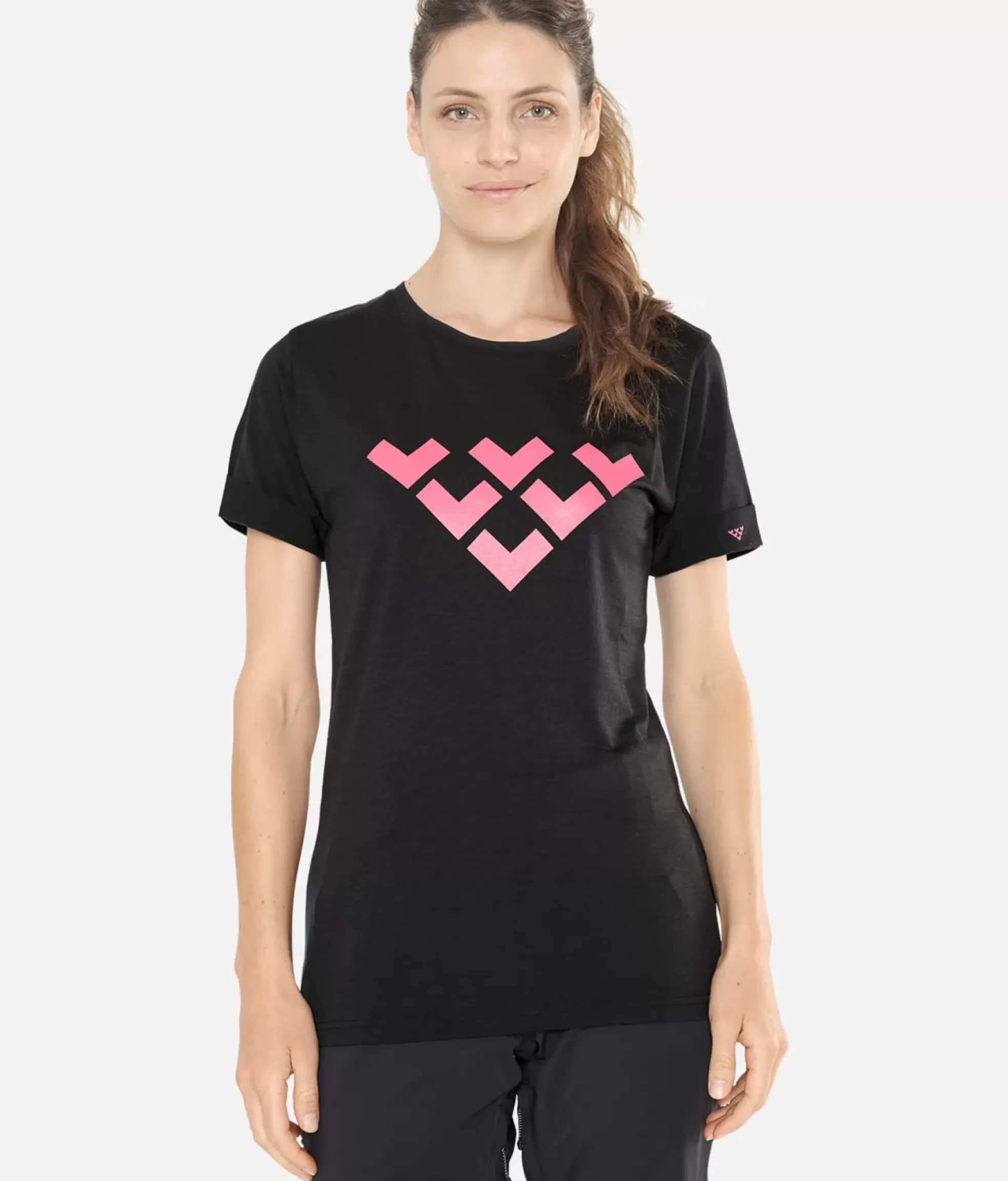 Online Black Crows T-Shirt Femme Merino Manches Courtes Chevron Noir-Rose