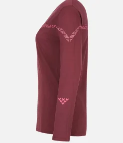 Black Crows T-Shirt Femme Merino Manches Longues Line Bordeaux