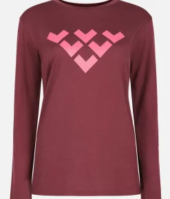 Black Crows T-Shirt Femme Merino Manches Longues Chevron Bordeaux