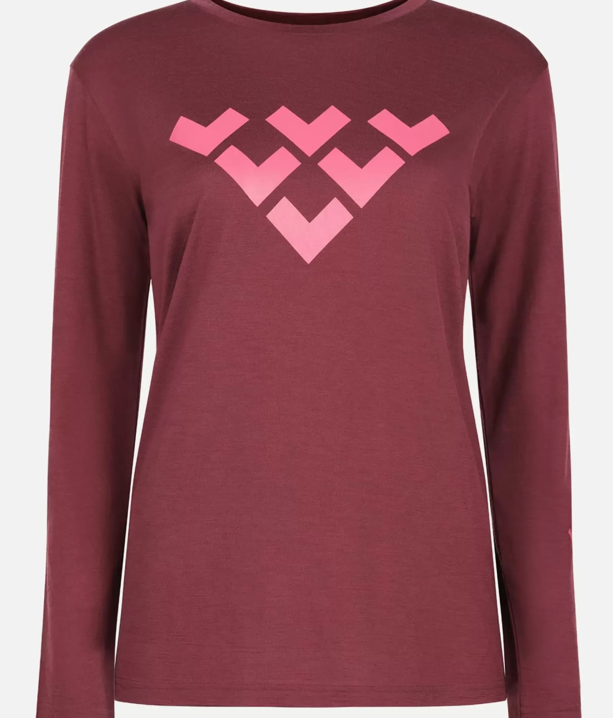 Black Crows T-Shirt Femme Merino Manches Longues Chevron Bordeaux
