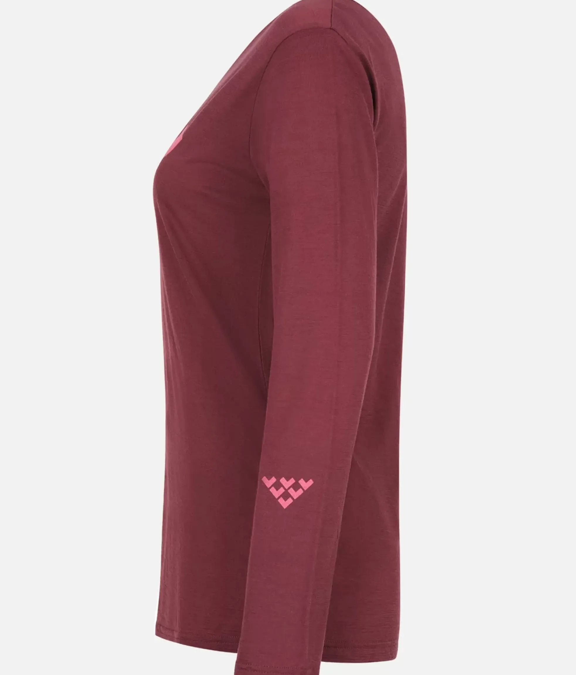 Black Crows T-Shirt Femme Merino Manches Longues Chevron Bordeaux
