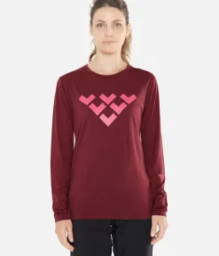 Black Crows T-Shirt Femme Merino Manches Longues Chevron Bordeaux