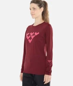 Black Crows T-Shirt Femme Merino Manches Longues Chevron Bordeaux