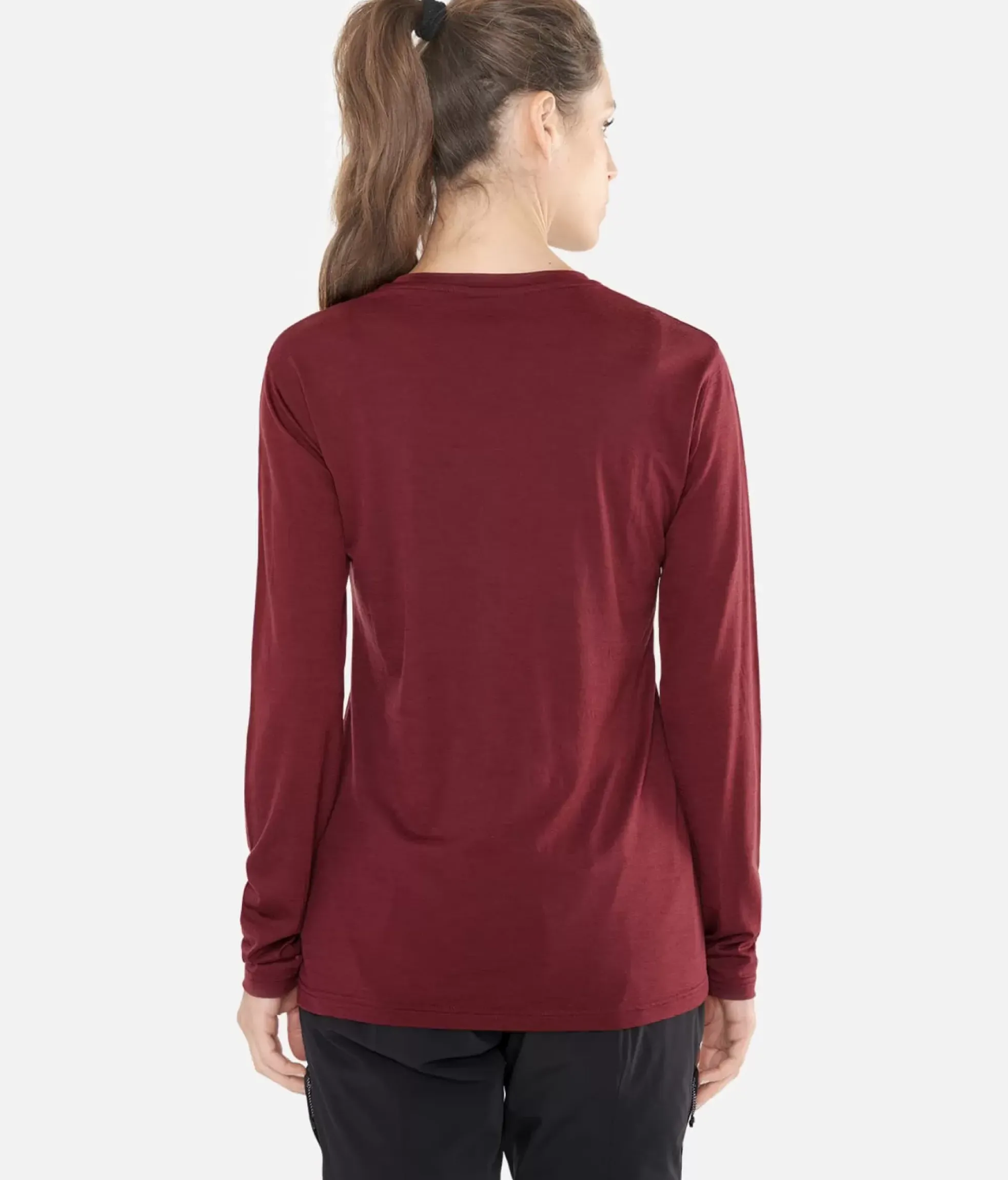 Black Crows T-Shirt Femme Merino Manches Longues Chevron Bordeaux