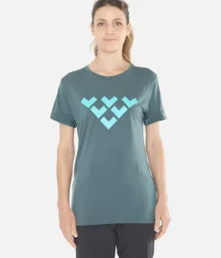 Outlet Black Crows T-Shirt Femme Merino Manches Courtes Chevron Vert Fonce