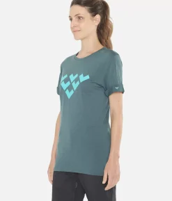 Outlet Black Crows T-Shirt Femme Merino Manches Courtes Chevron Vert Fonce