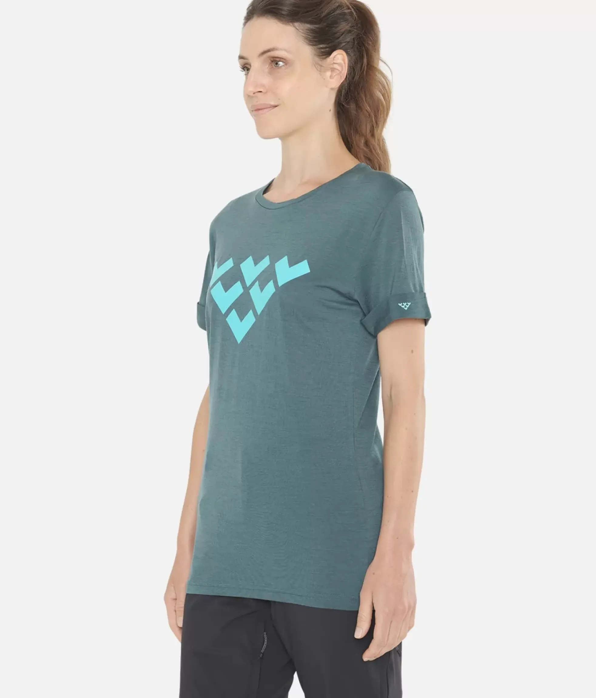 Outlet Black Crows T-Shirt Femme Merino Manches Courtes Chevron Vert Fonce