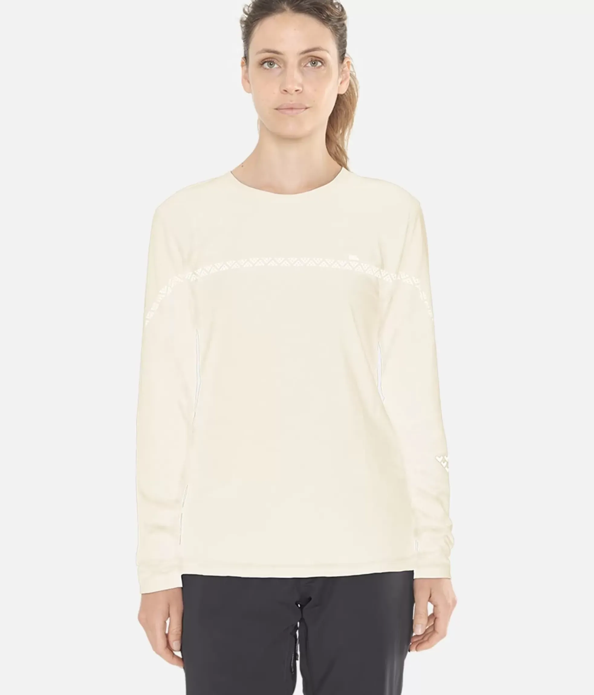 Hot Black Crows T-Shirt Femme Merino Manches Longues Line Blanc Casse