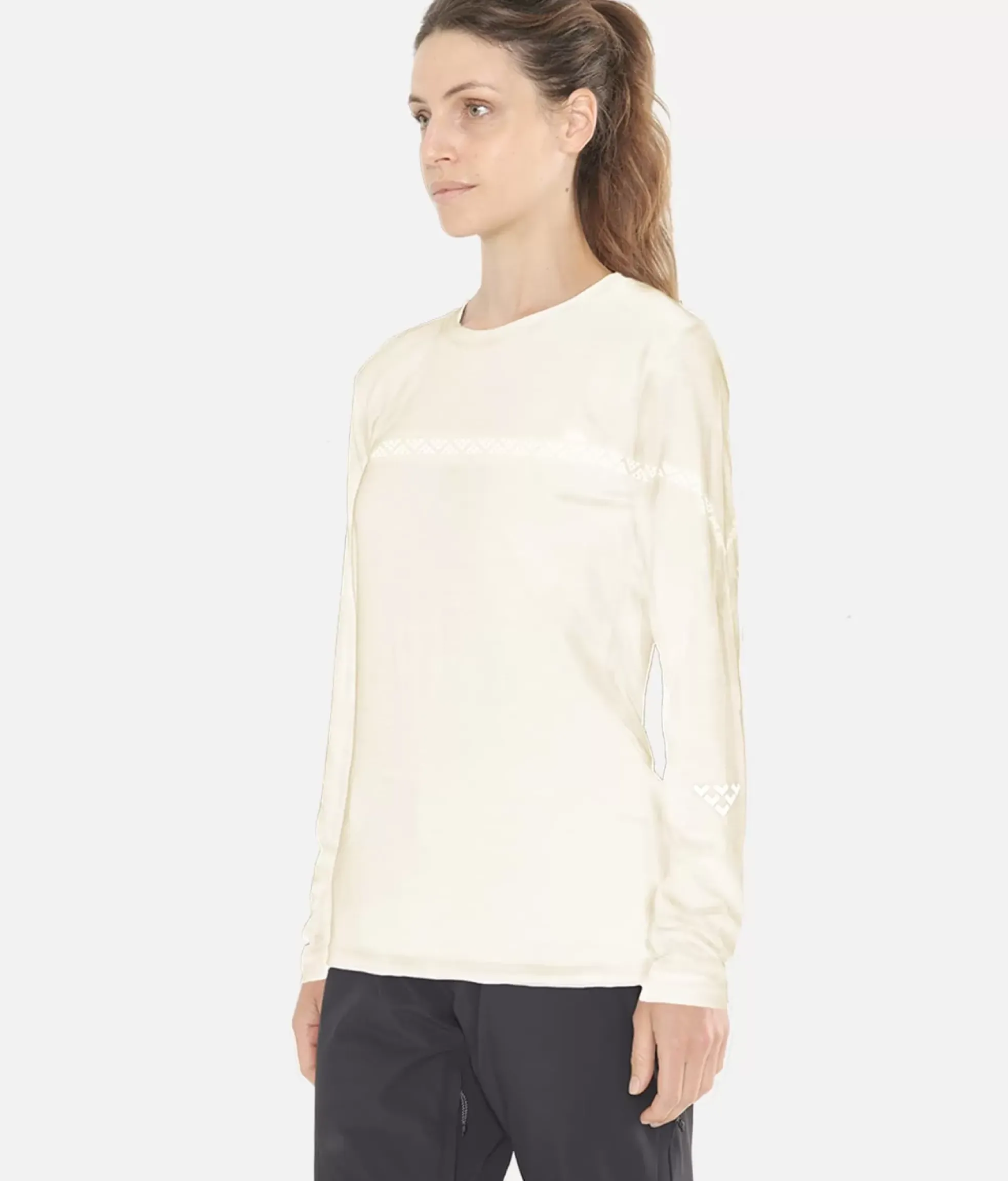 Hot Black Crows T-Shirt Femme Merino Manches Longues Line Blanc Casse