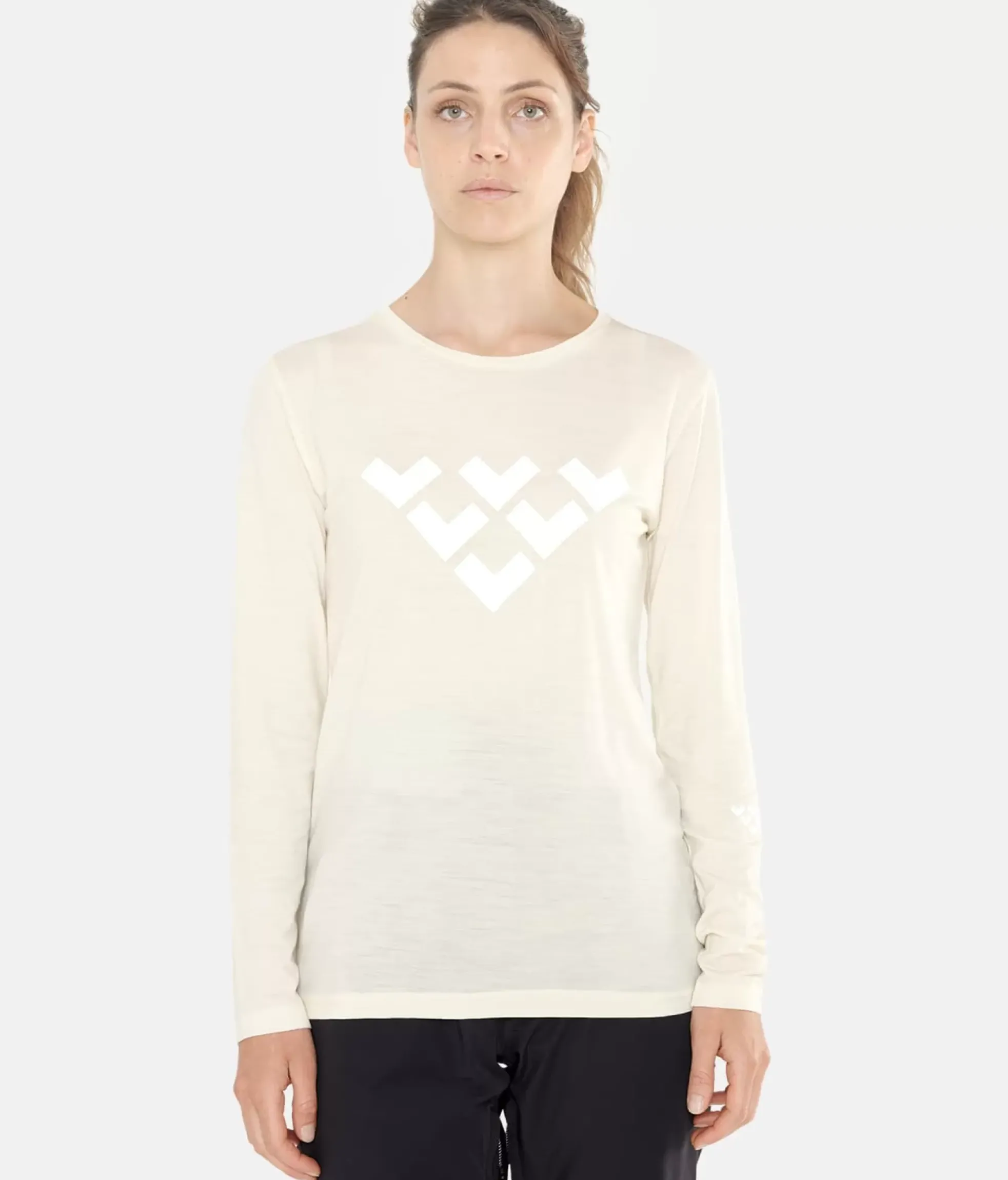 Clearance Black Crows T-Shirt Femme Merino Manches Longues Chevron Blanc Casse