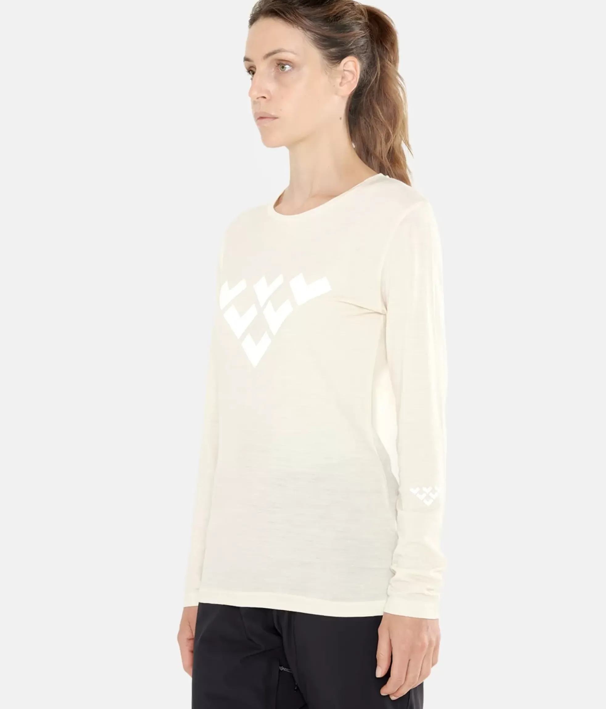 Clearance Black Crows T-Shirt Femme Merino Manches Longues Chevron Blanc Casse