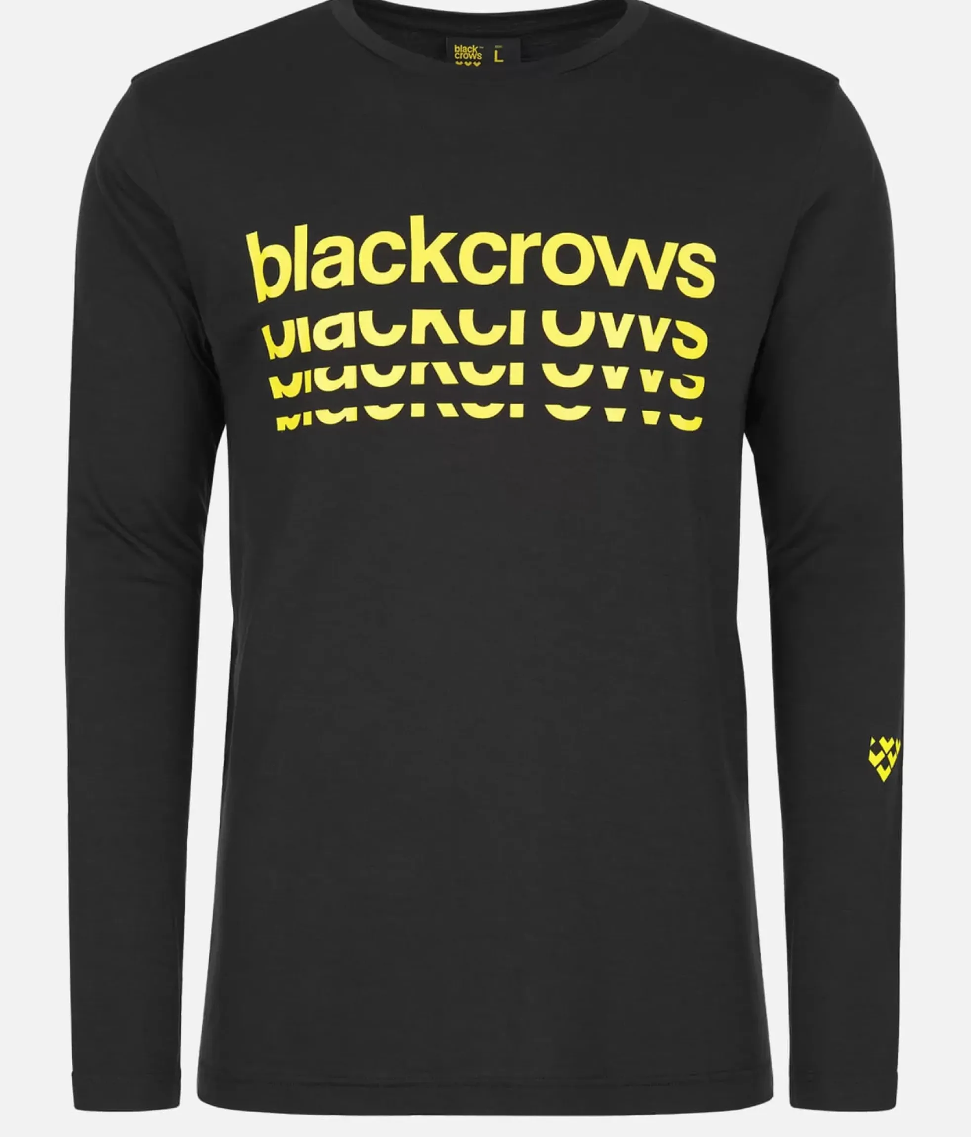 Hot Black Crows T-Shirt Homme Merino Bc Manches Longues Noir-Jaune