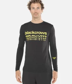Hot Black Crows T-Shirt Homme Merino Bc Manches Longues Noir-Jaune