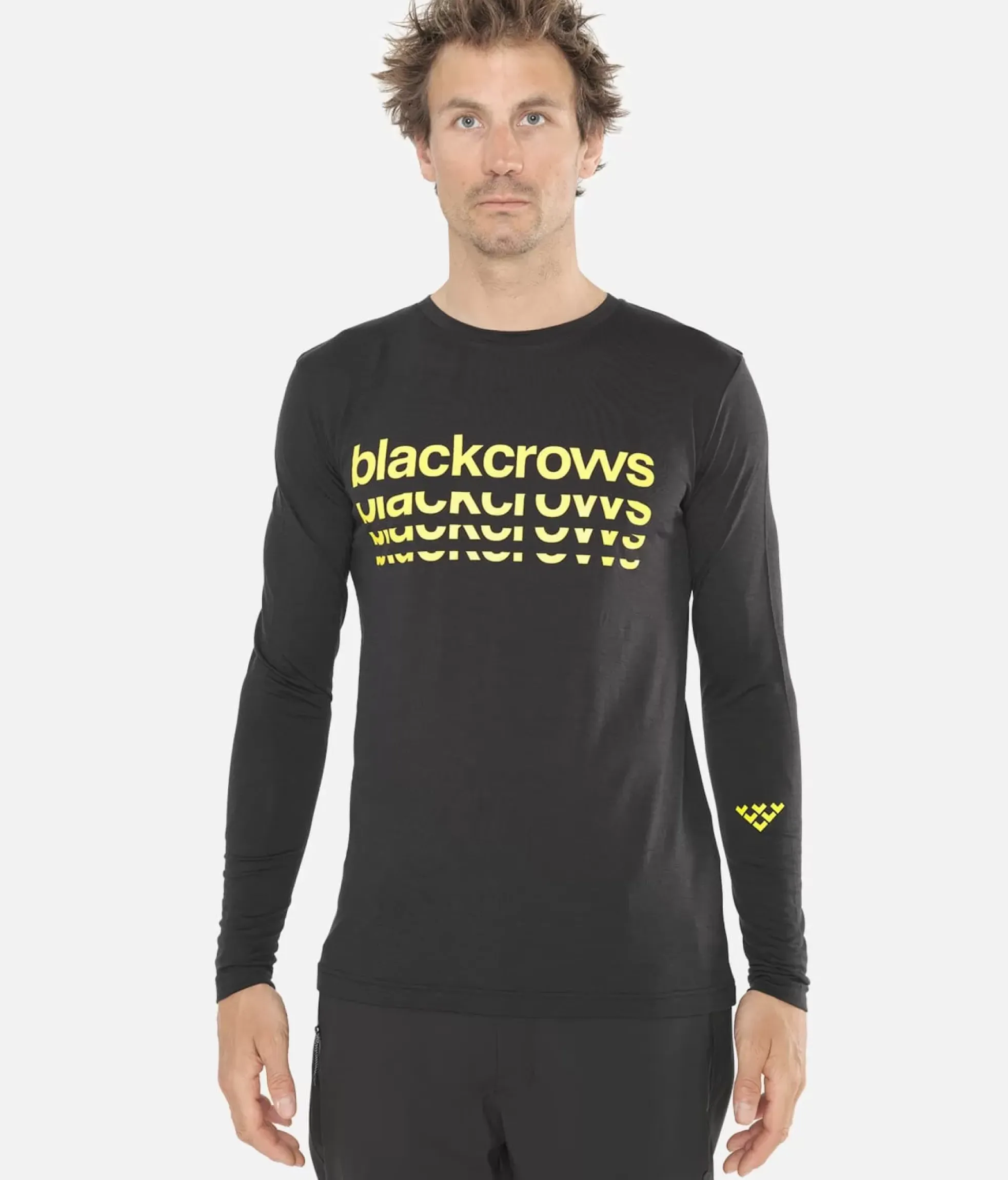 Hot Black Crows T-Shirt Homme Merino Bc Manches Longues Noir-Jaune
