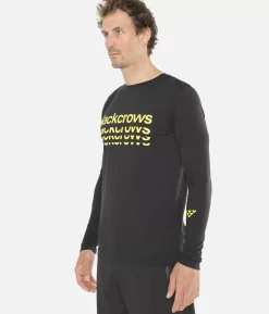 Hot Black Crows T-Shirt Homme Merino Bc Manches Longues Noir-Jaune