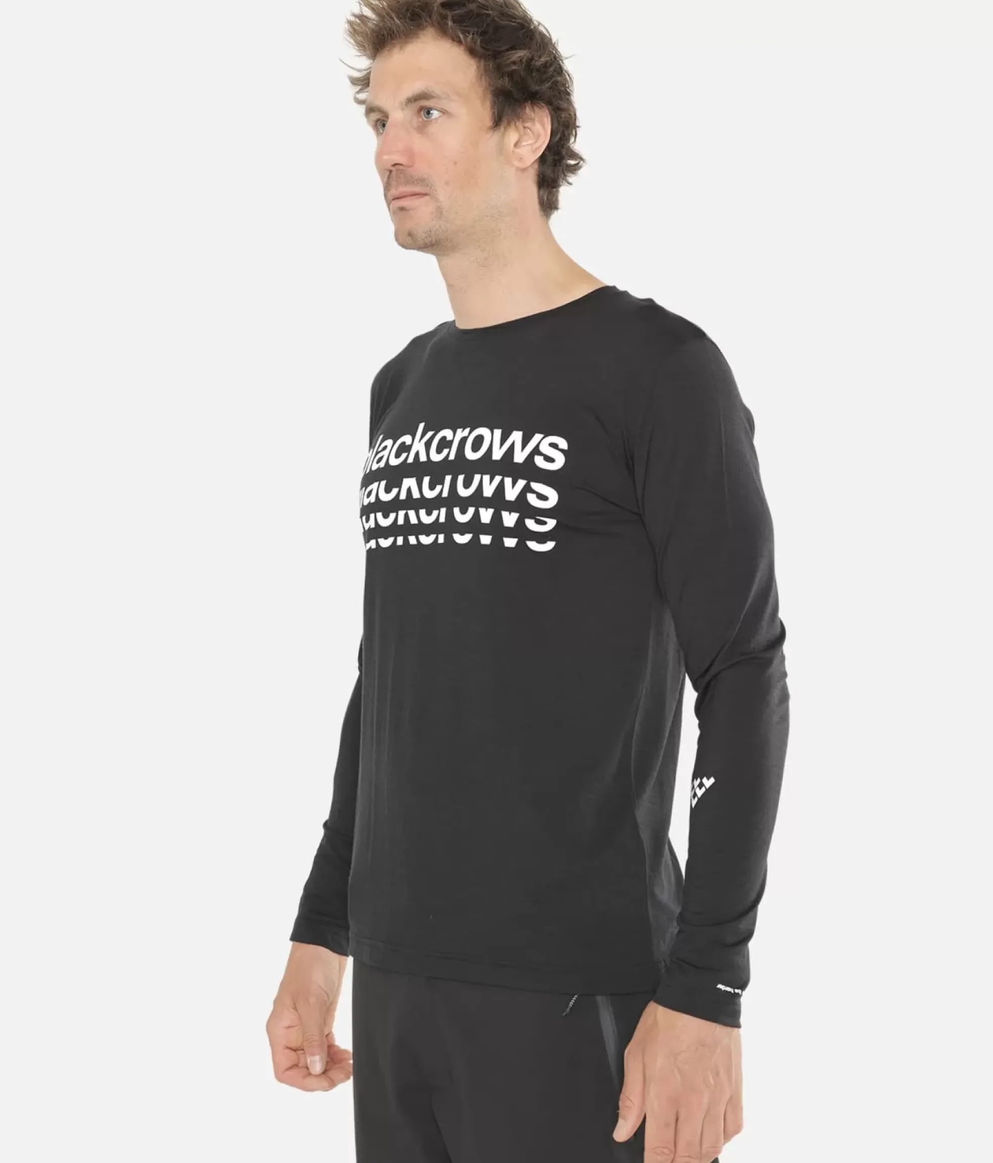 Best Black Crows T-Shirt Homme Merino Bc Manches Longues Noir-Blanc