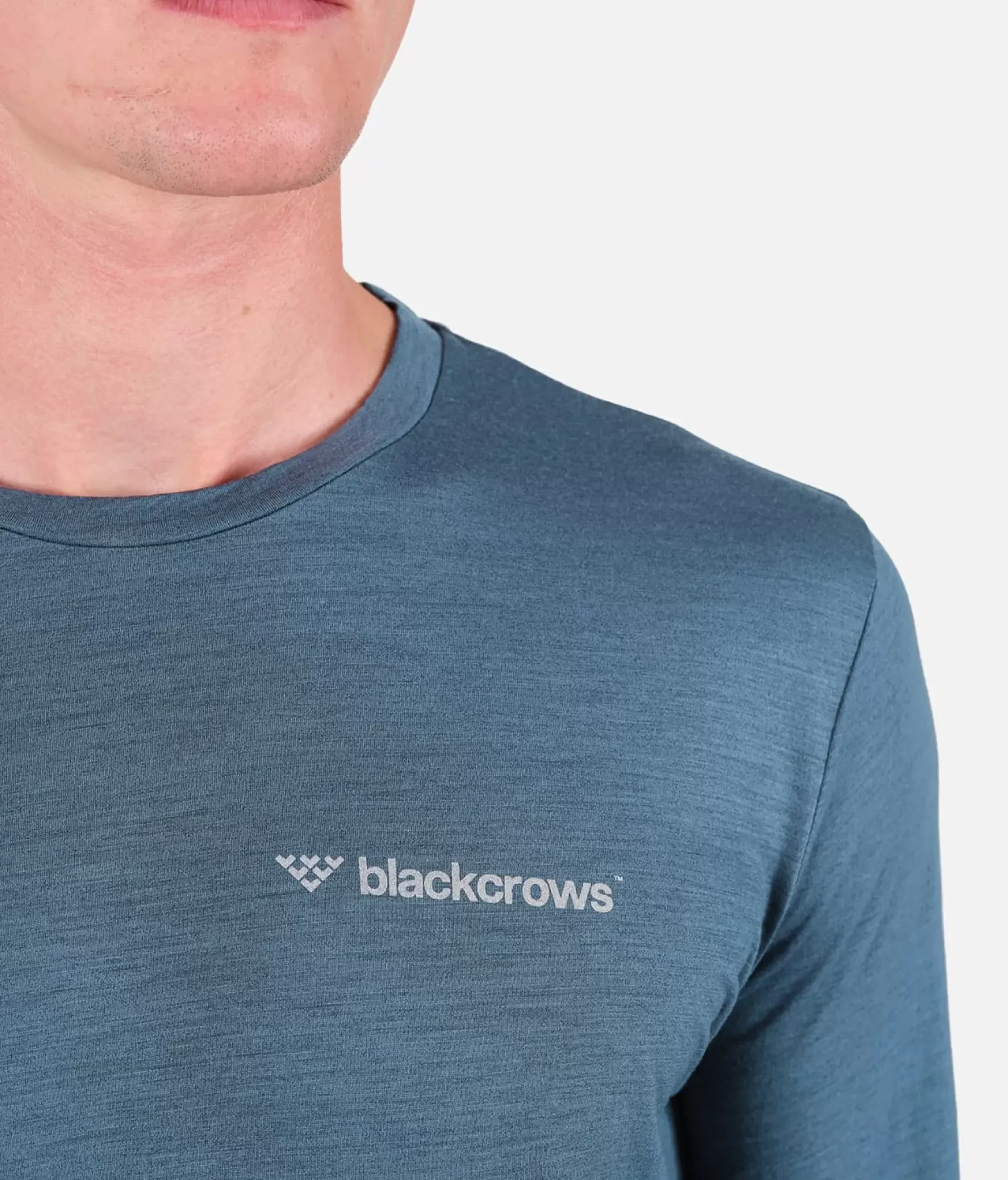 Best Black Crows T-Shirt Homme Merino Blend Manches Longues Bleu Petrole