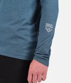 Best Black Crows T-Shirt Homme Merino Blend Manches Longues Bleu Petrole