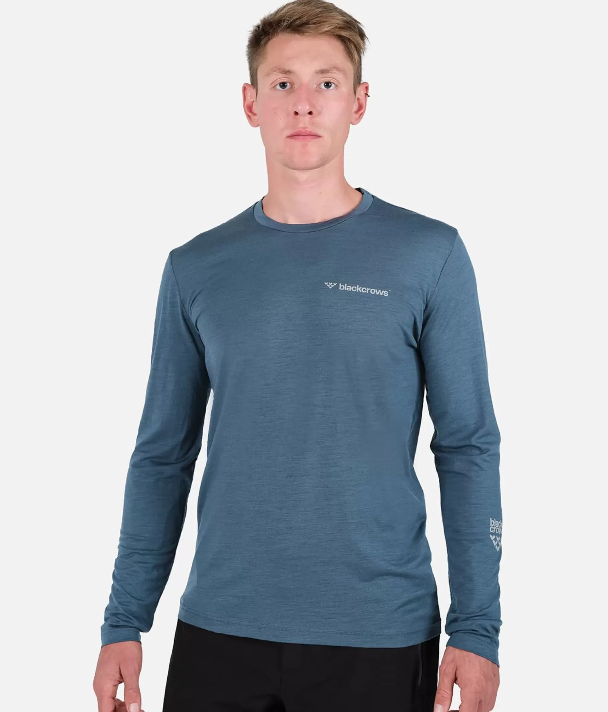 Best Black Crows T-Shirt Homme Merino Blend Manches Longues Bleu Petrole