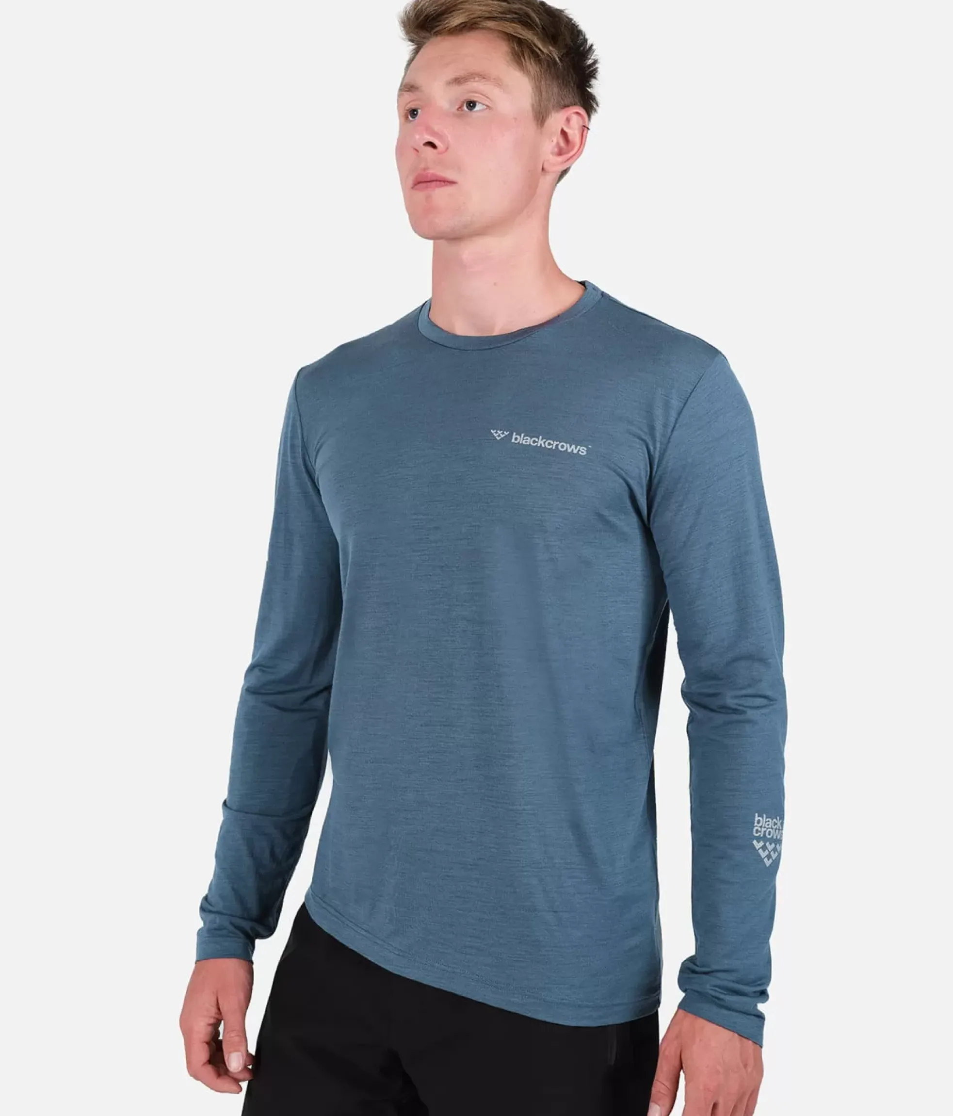 Best Black Crows T-Shirt Homme Merino Blend Manches Longues Bleu Petrole