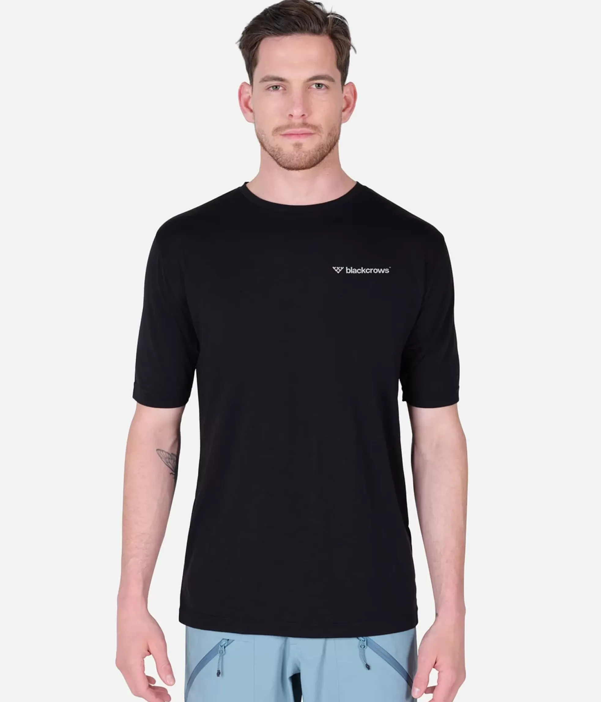 Best Black Crows T-Shirt Homme Merino Blend Manches Courtes Noir