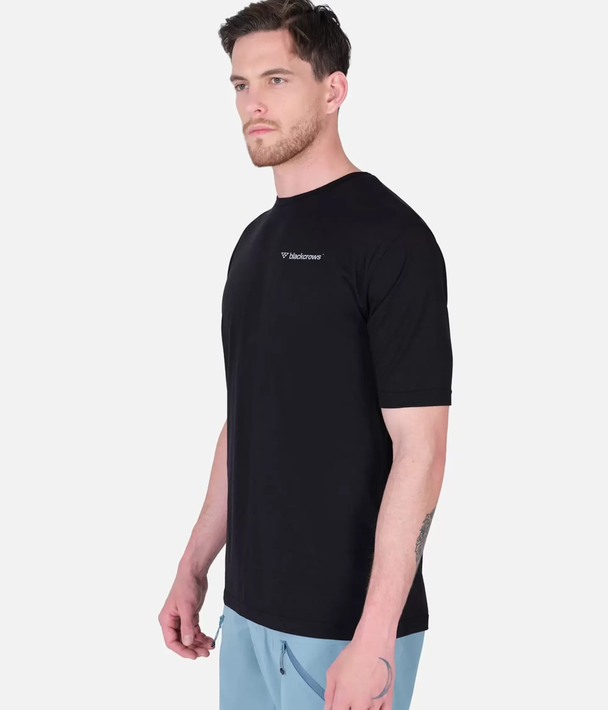 Best Black Crows T-Shirt Homme Merino Blend Manches Courtes Noir