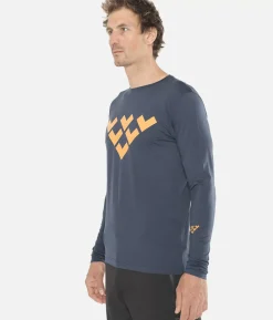 Discount Black Crows T-Shirt Homme Merino Manches Longues Chevron Bleu Fonce