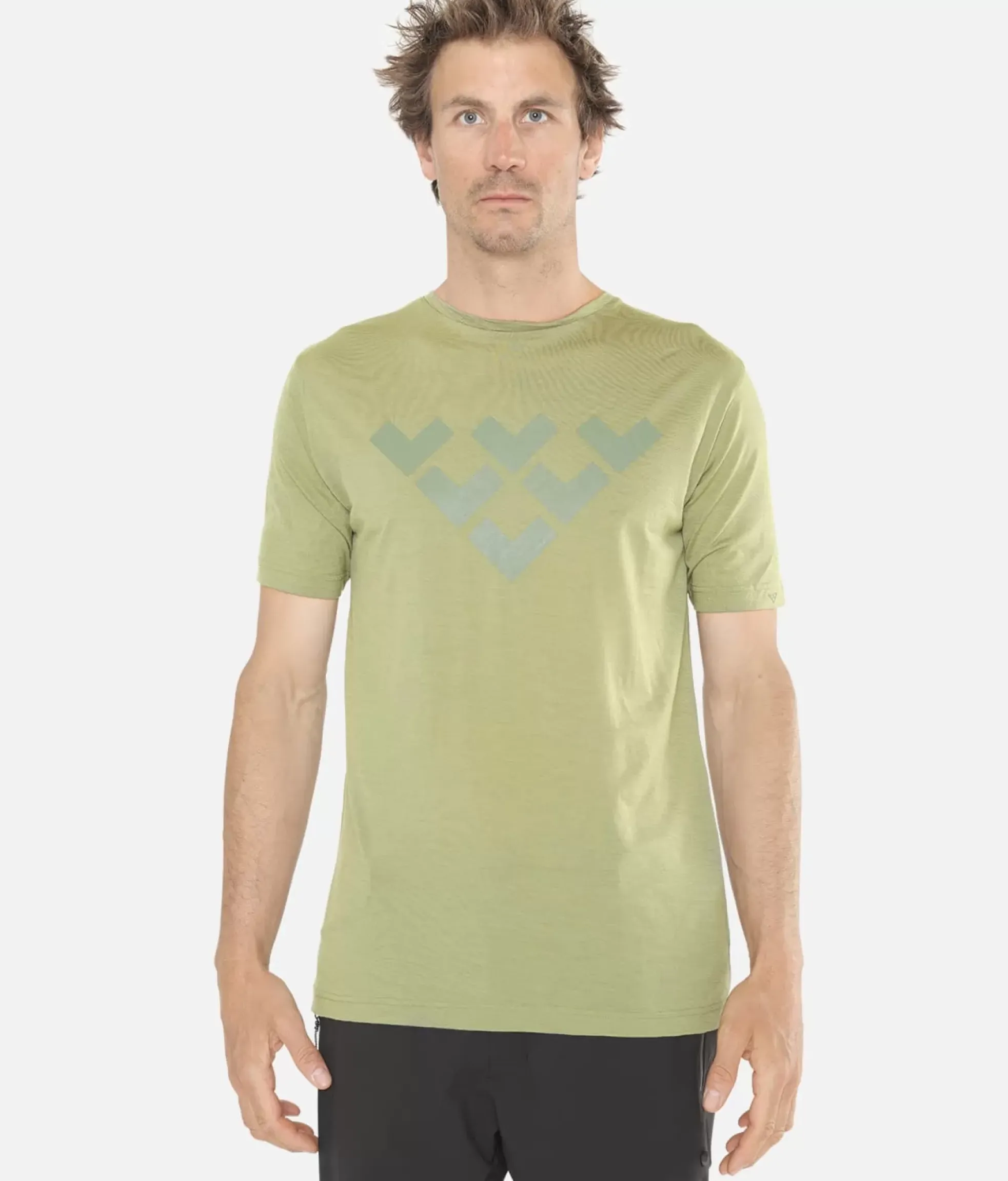 Best Black Crows T-Shirt Homme Merino Manches Courtes Chevron Vert Olive