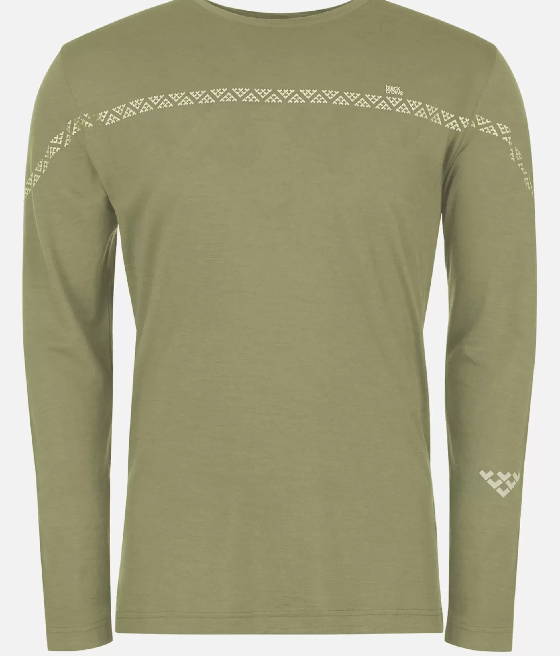 Hot Black Crows T-Shirt Homme Merino Manches Longues Line Vert Olive
