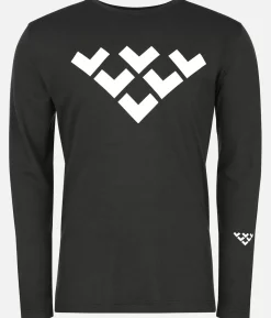 Online Black Crows T-Shirt Homme Merino Manches Longues Chevron Noir-Blanc