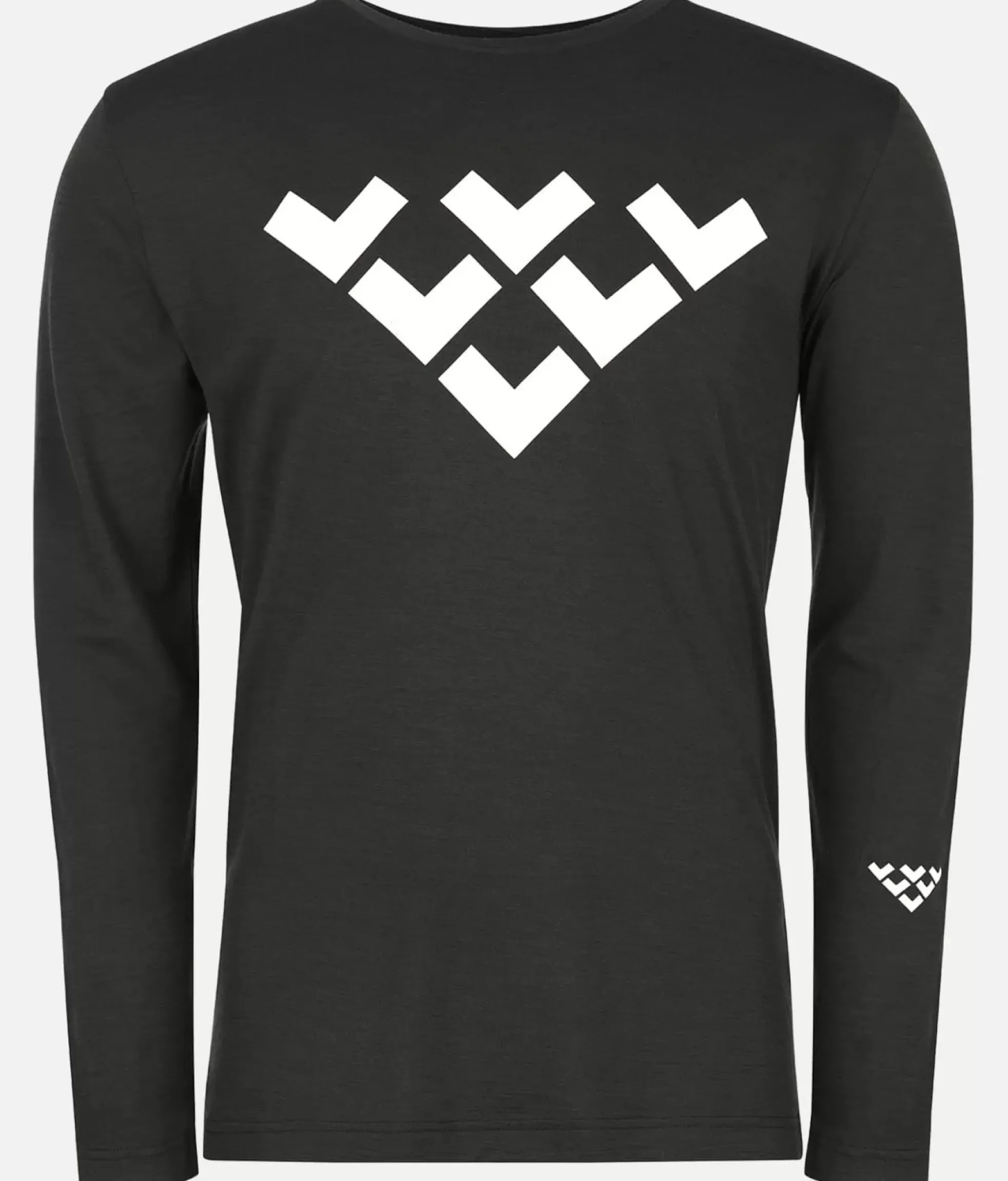 Online Black Crows T-Shirt Homme Merino Manches Longues Chevron Noir-Blanc