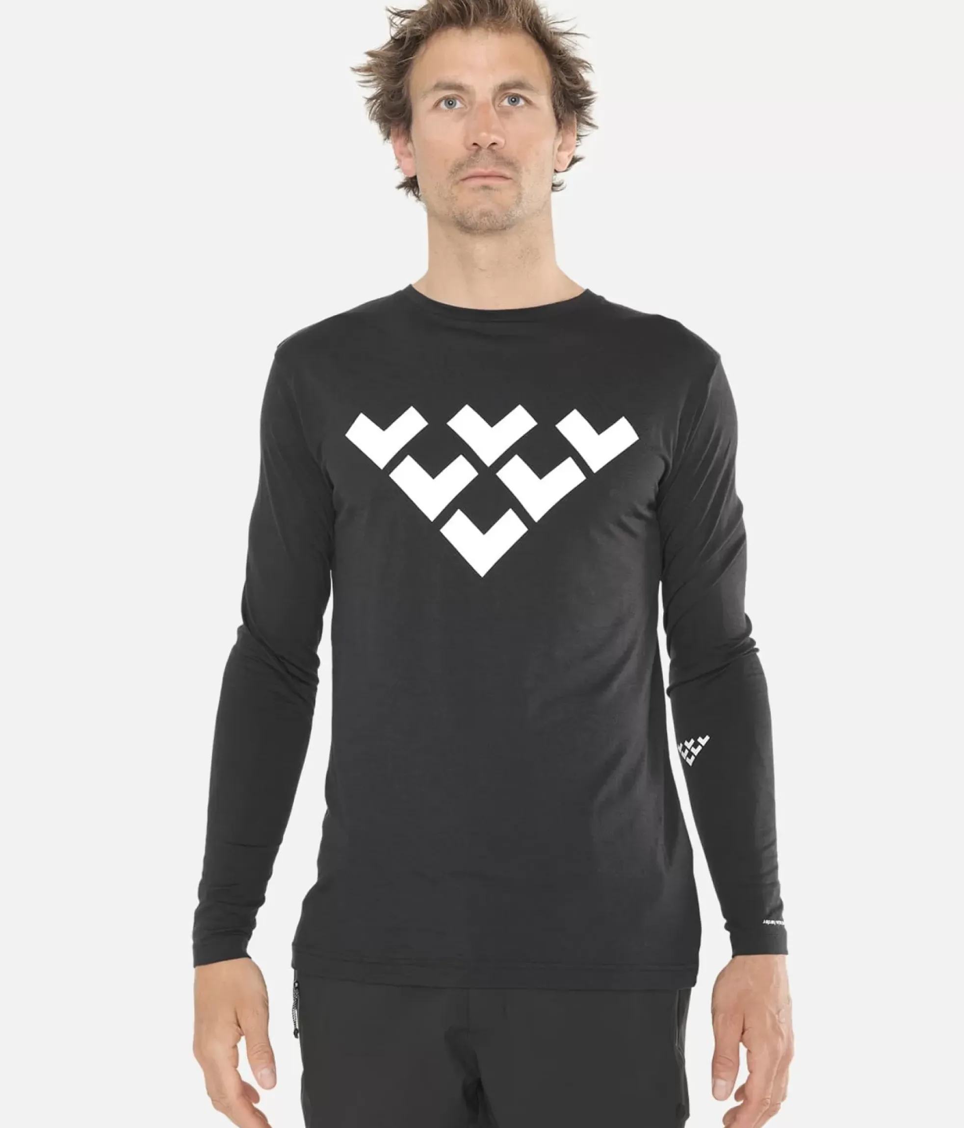 Online Black Crows T-Shirt Homme Merino Manches Longues Chevron Noir-Blanc