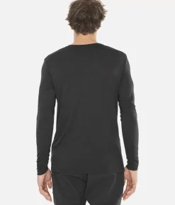 Online Black Crows T-Shirt Homme Merino Manches Longues Chevron Noir-Blanc