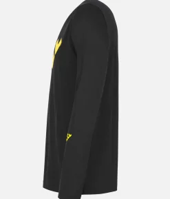 Hot Black Crows T-Shirt Homme Merino Manches Longues Chevron Noir-Jaune