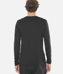 Hot Black Crows T-Shirt Homme Merino Manches Longues Chevron Noir-Jaune