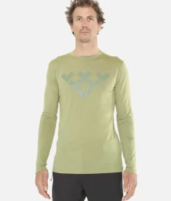 New Black Crows T-Shirt Homme Merino Manches Longues Chevron Vert Olive