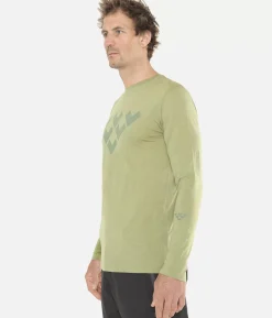 New Black Crows T-Shirt Homme Merino Manches Longues Chevron Vert Olive