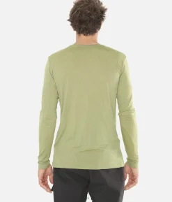 New Black Crows T-Shirt Homme Merino Manches Longues Chevron Vert Olive