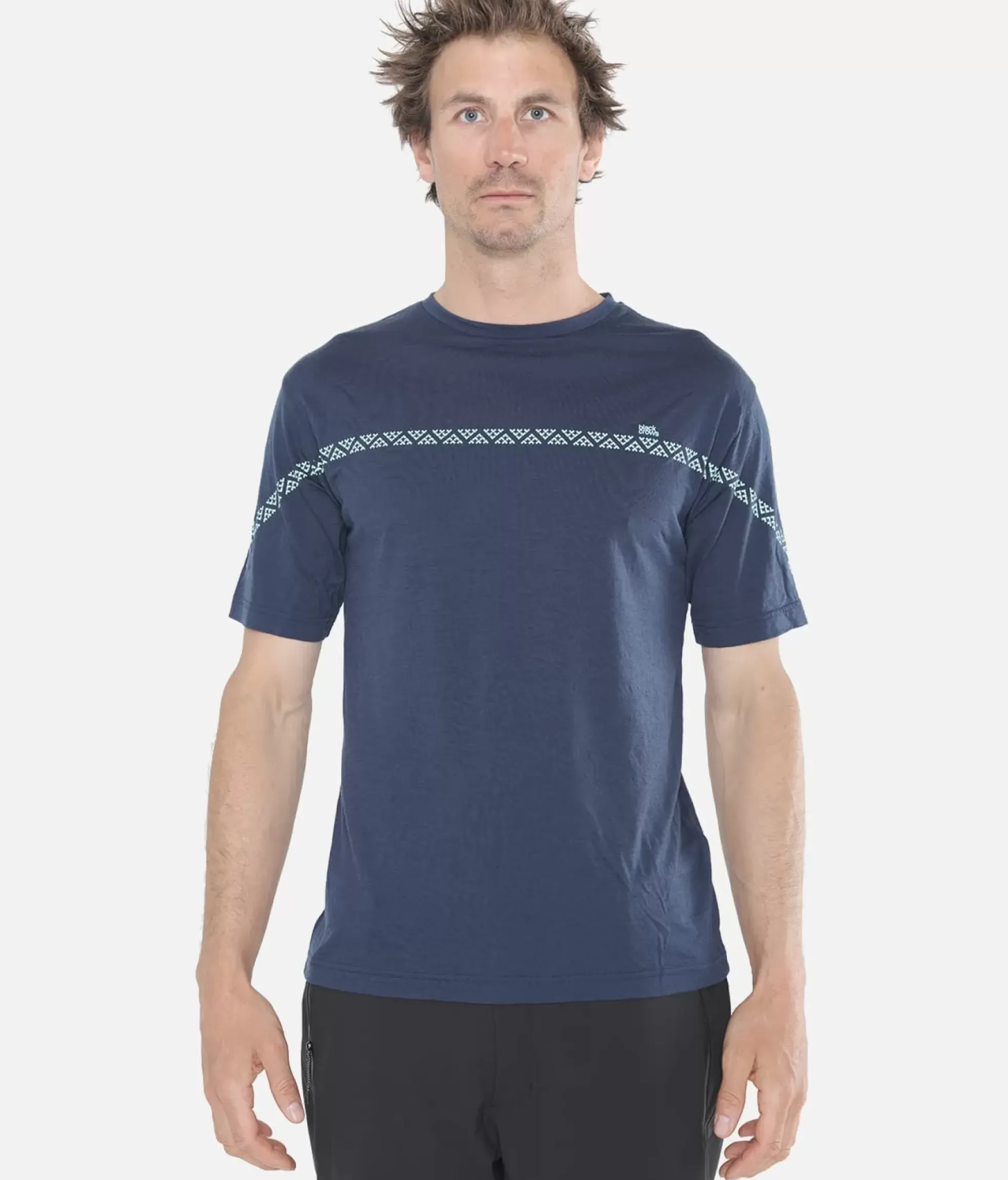 New Black Crows T-Shirt Homme Merino Manches Courtes Line Bleu Fonce