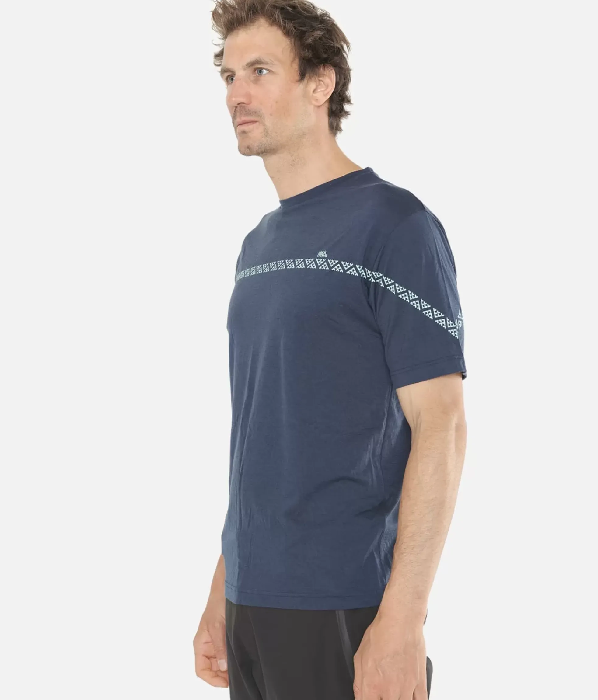 New Black Crows T-Shirt Homme Merino Manches Courtes Line Bleu Fonce
