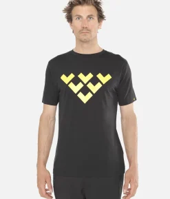 Black Crows T-Shirt Homme Merino Manches Courtes Chevron Noir-Jaune