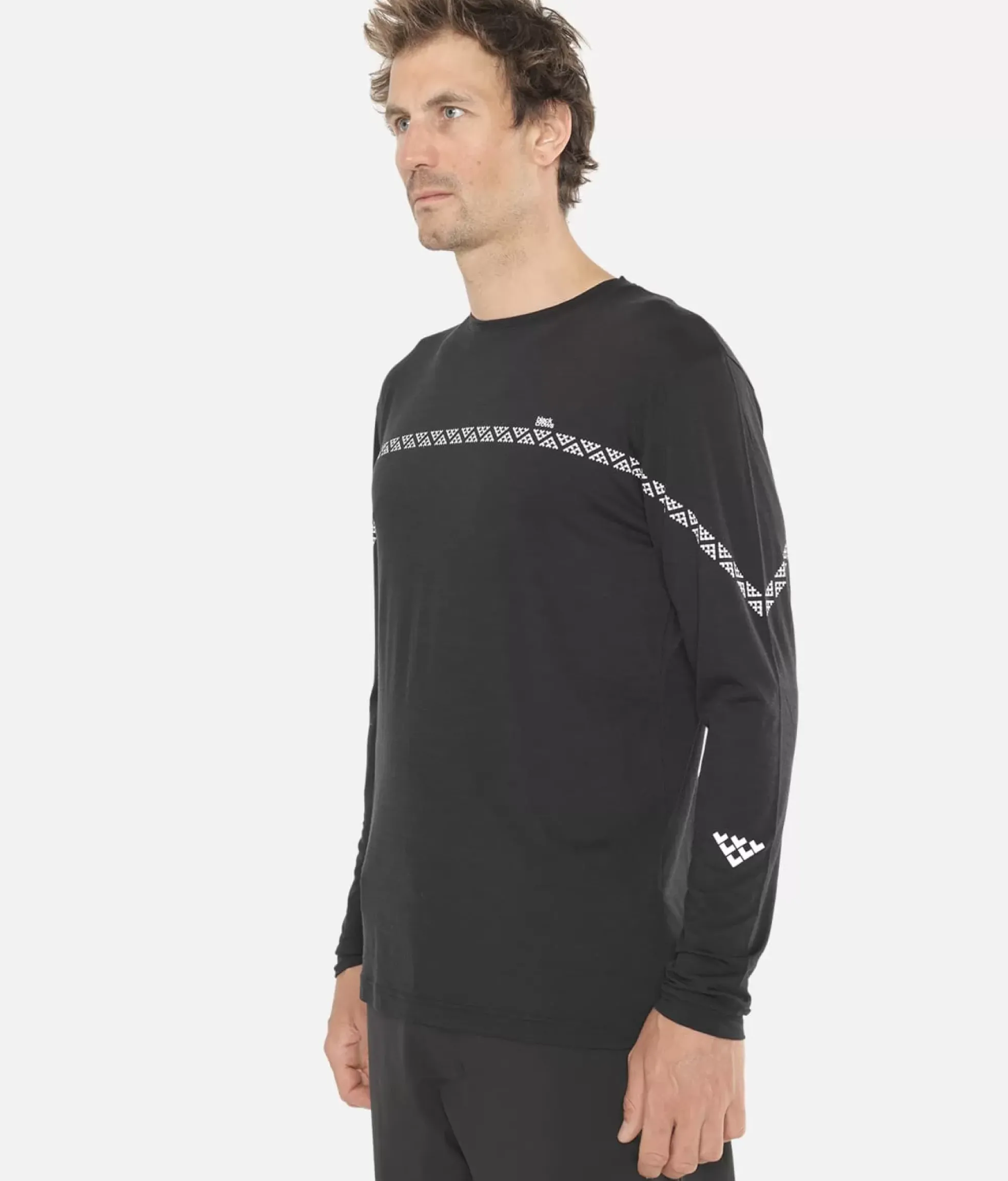 Clearance Black Crows T-Shirt Homme Merino Manches Longues Line Noir-Blanc