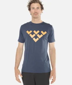 Clearance Black Crows T-Shirt Homme Merino Manches Courtes Chevron Bleu Fonce